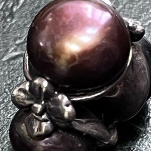 Trollbeads triple black pearl bead